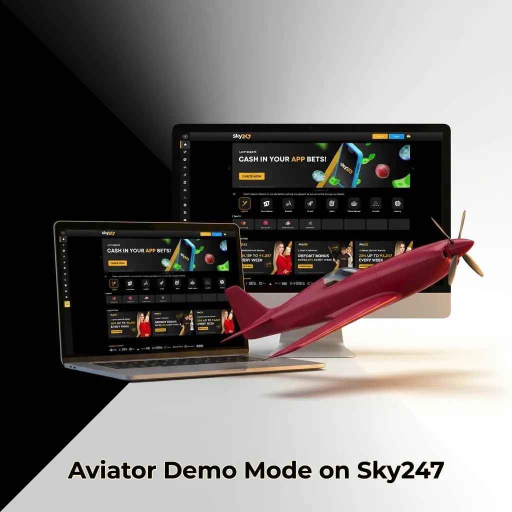 Sky247 Aviator demo mode showing virtual credits, auto bet, cash-out button, and multiplier tracking features risk-free