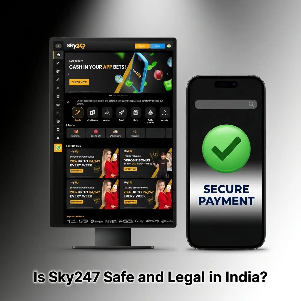Sky247 licensed platform with SSL encryption ensuring safe and legal online gaming for India players with KYC and data protection