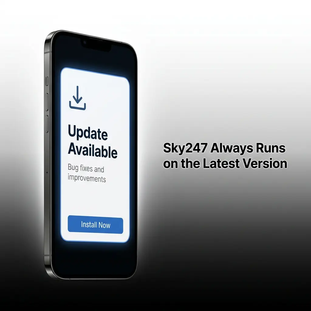 Sky247 Progressive Web App auto-updates instantly with latest features, odds, and games without manual updates or app store visits.