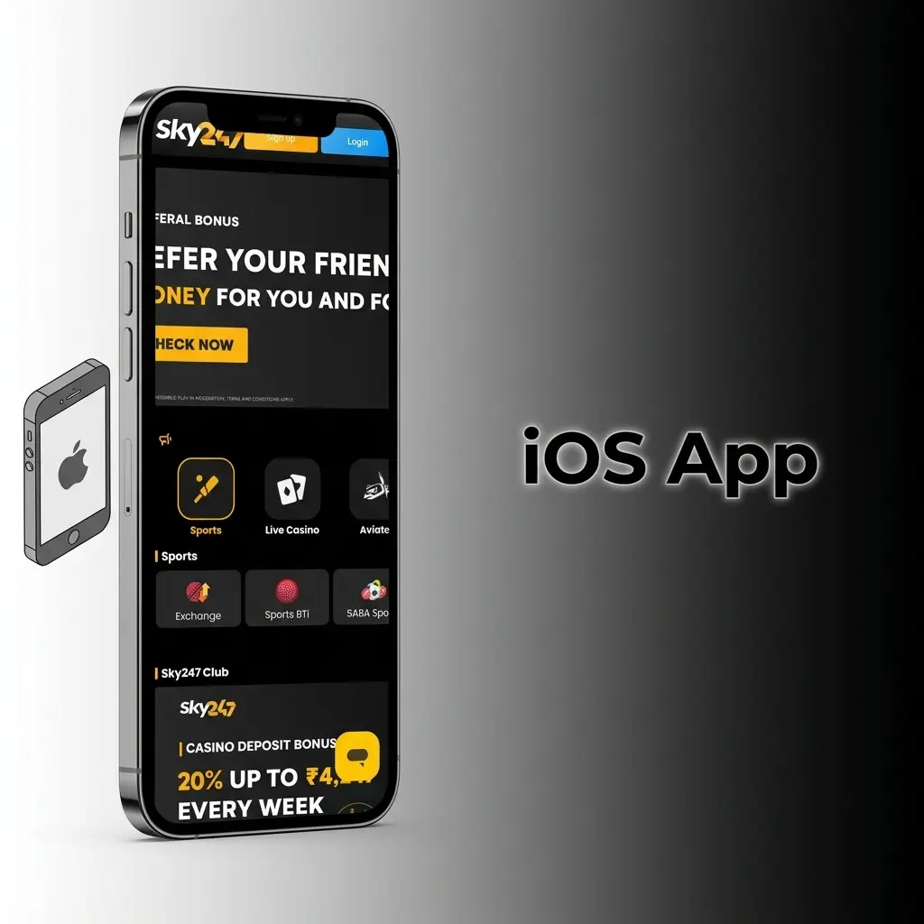 Sky247 iOS app not on App Store; add mobile website shortcut to iPhone or iPad home screen via Safari