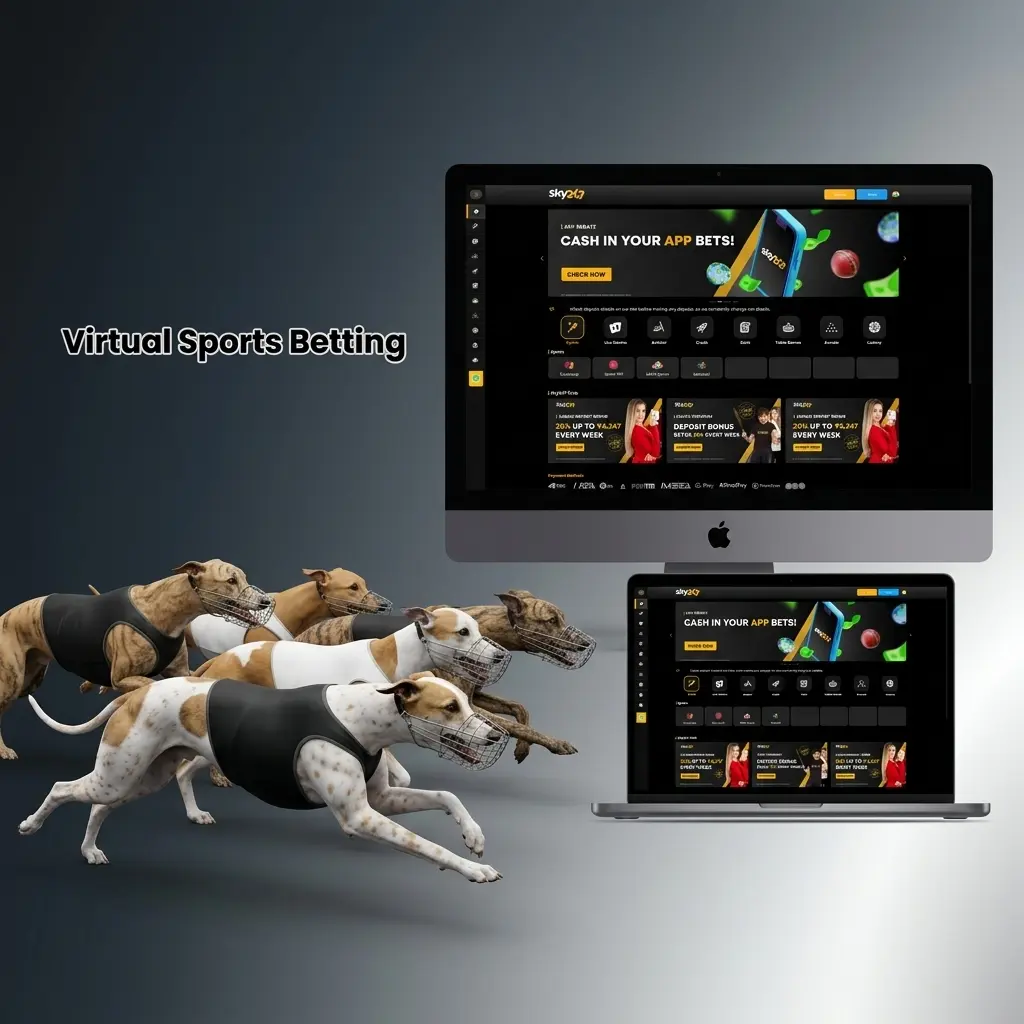 Virtual sports betting on Sky247 India featuring virtual cricket, football, horse racing and basketball with RNG-based results