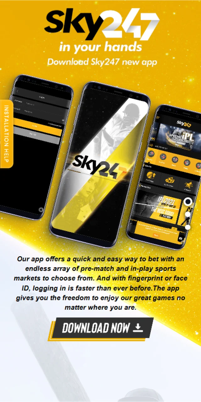 Download the official Sky247 app installer file on Android.