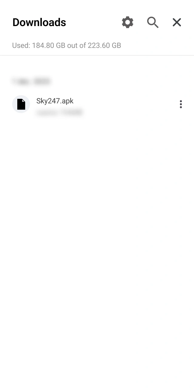 Complete the installation process to open Sky247 app on Android.