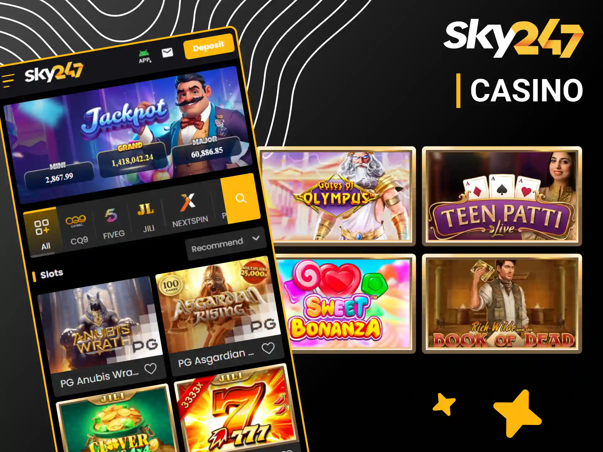 Play popular online casino games using the Sky247 app anytime.
