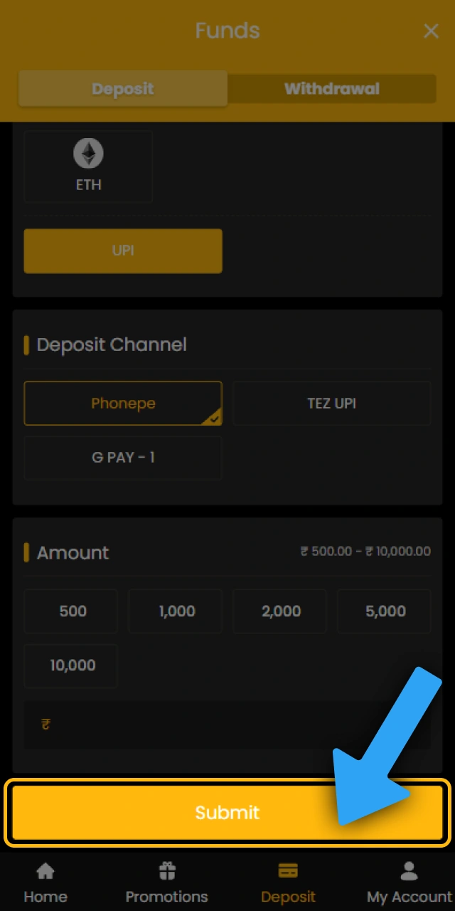 Confirm your balance transfer to finalize the Sky247 mobile deposit.