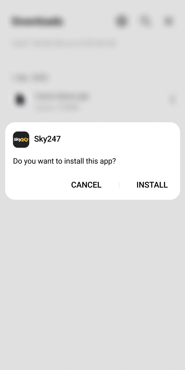 Run the downloaded package to install Sky247 Aviator on your Android phone.