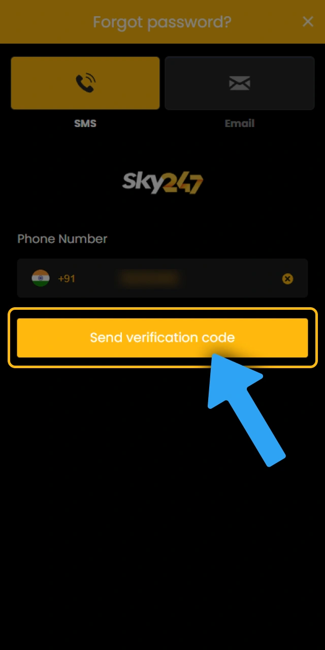 Check the received message from Sky247 to update your login password.