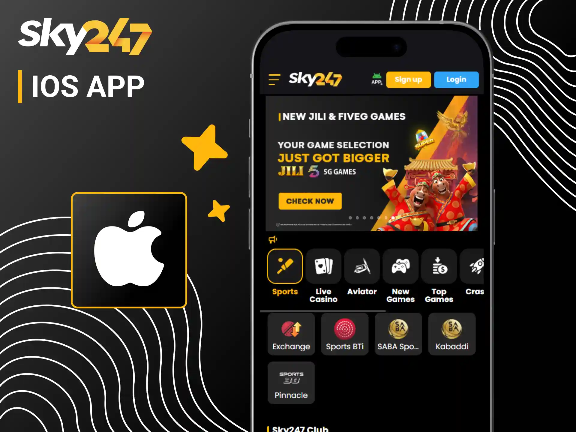 Download the Sky247 iOS app for seamless mobile casino gaming.
