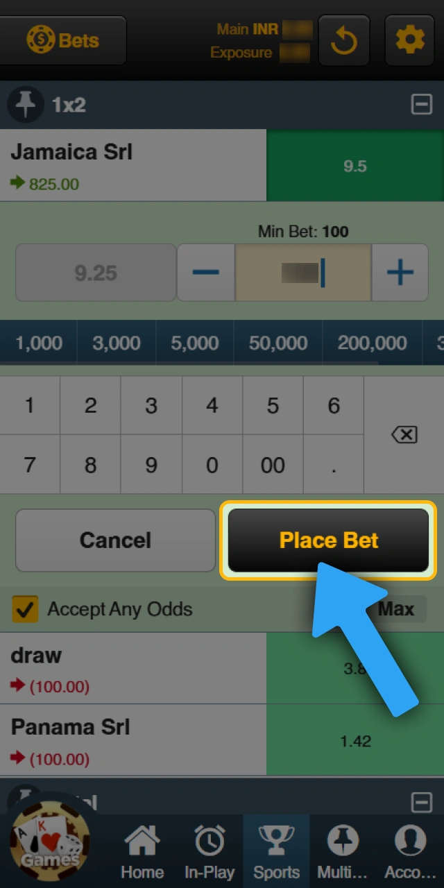Submit your bet slip at Sky247 to finalize the bet.