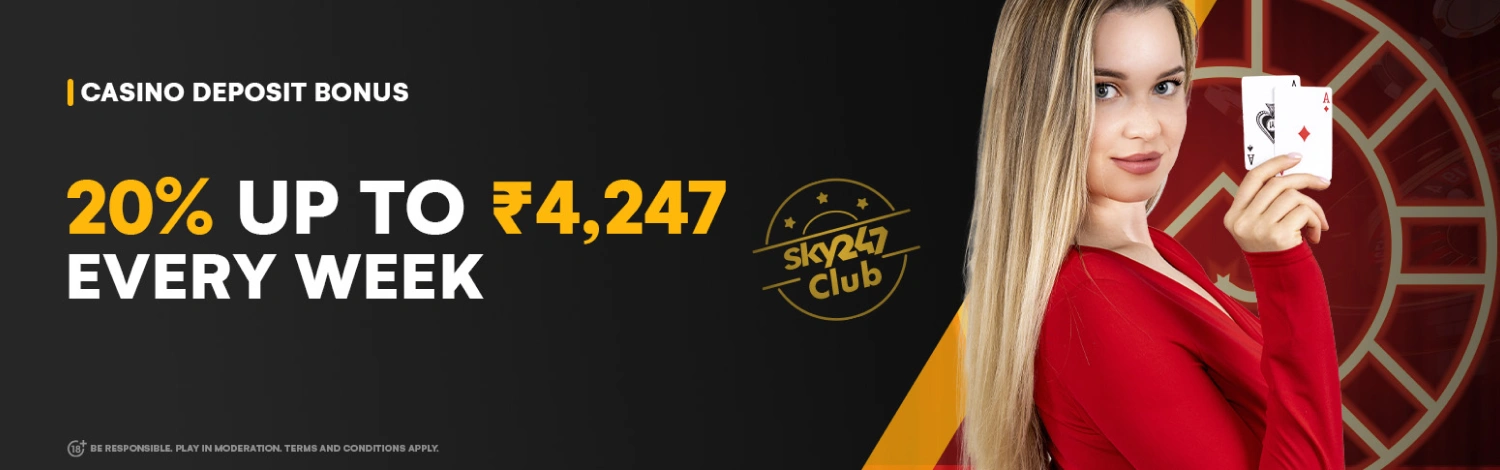 Enjoy casino and table game bonus promotions on Sky247 online.