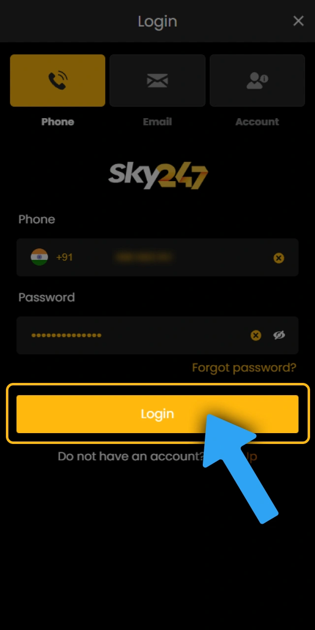 Complete two-factor authentication to secure your personal Sky247 account login.