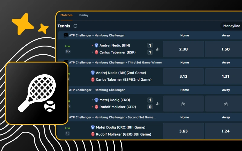 Predict outcomes of major tennis sports tournaments on Sky247.