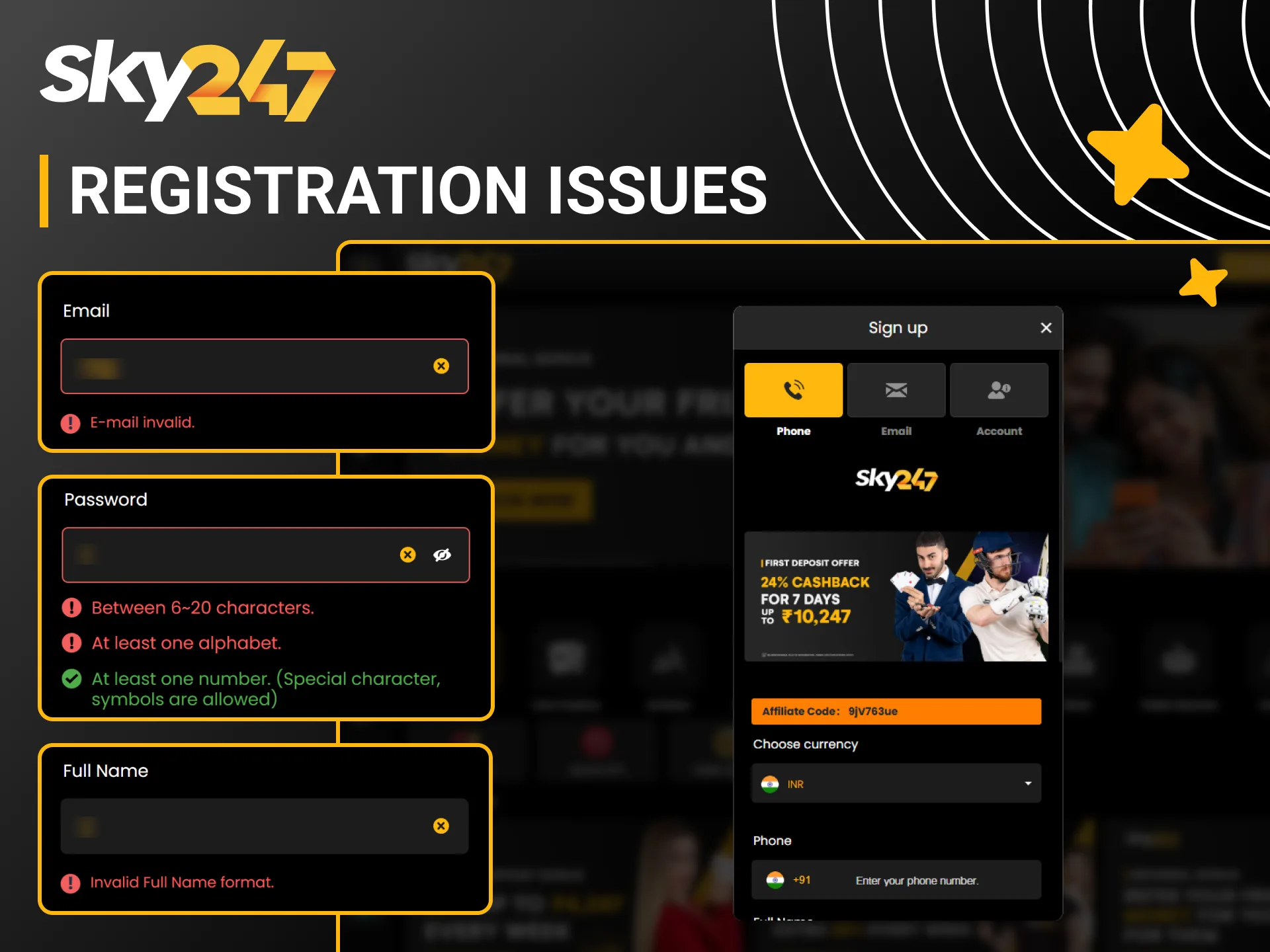 Solve frequent technical registration errors on Sky247 with helpful solutions.