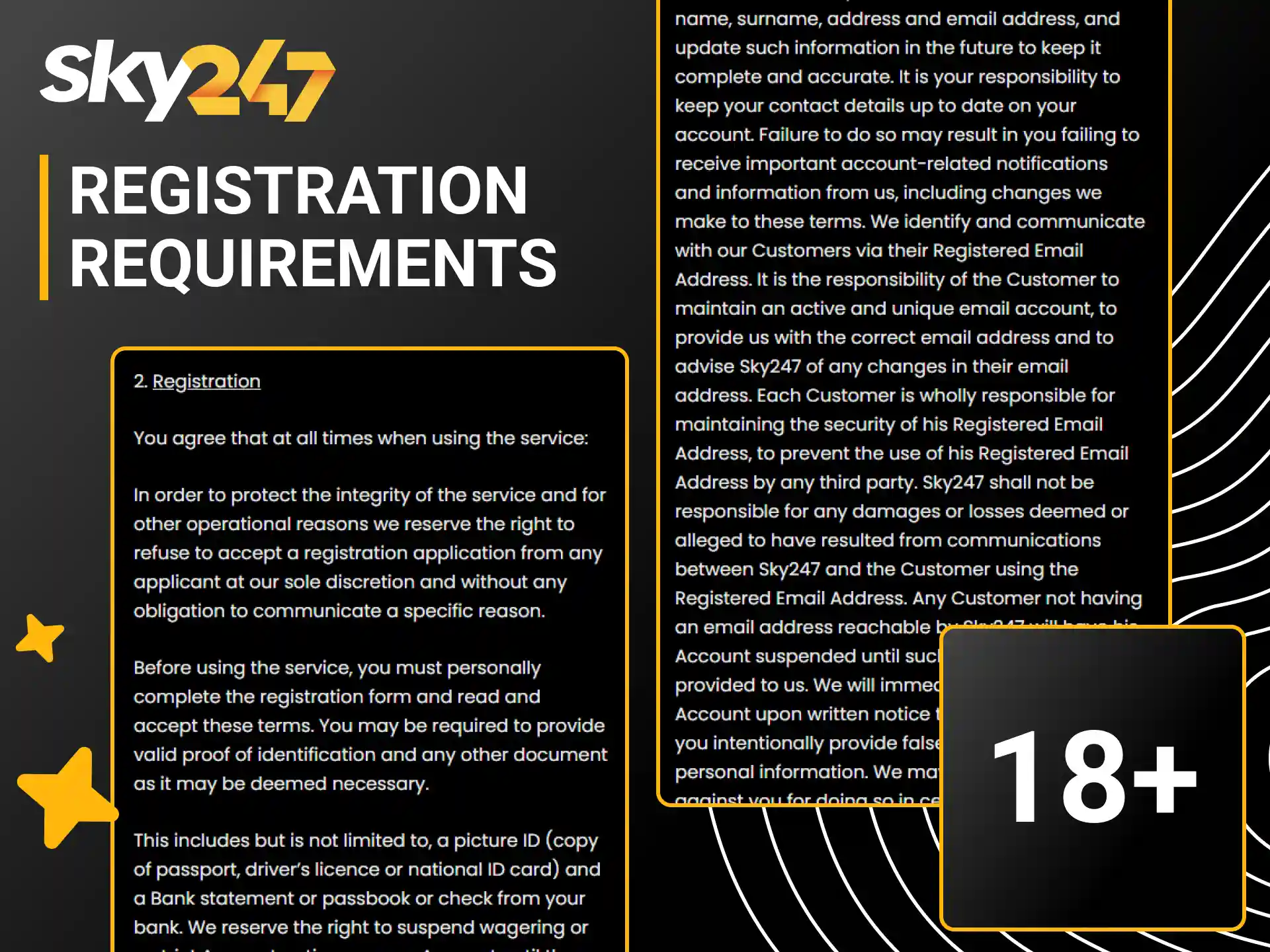 Review the necessary conditions to finish your Sky247 account registration.
